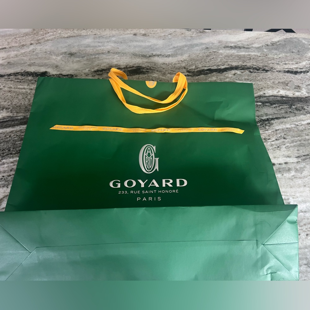 Authentic Goyard Emerald shopping bag with ribbon